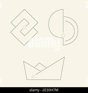Minimal line logo vector concept set collection Stock Vector