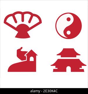 Flat chinesse icons vector Stock Vector