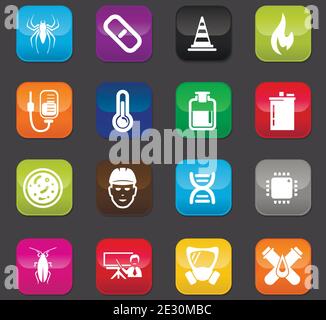 Faculty of biology icons set Stock Vector