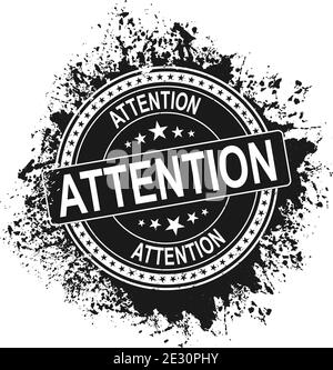 Attention black vintage stamp isolated on white background. attention stamp. attention. attention sign Stock Vector