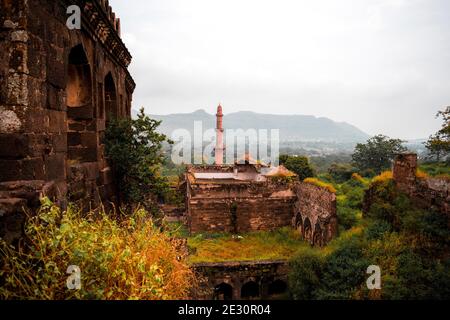 Chand Minar or the Tower of the Moon is a medieval tower Daulatabad, also known as Devagiri a 14th-century fort near Aurangabad Maharashtra INDIA Stock Photo