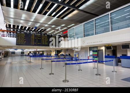 Rhodes, Greece - September 14, 2018: Terminal of Rhodes Airport (RHO) in Greece. Stock Photo