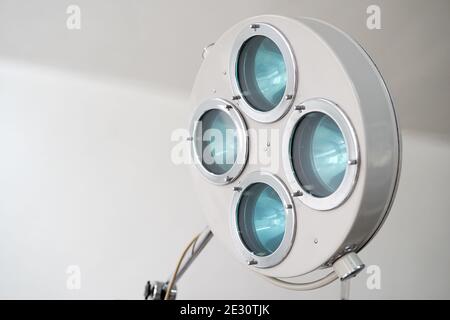 Surgical lamp and medical devices in the operating room. Background Stock Photo