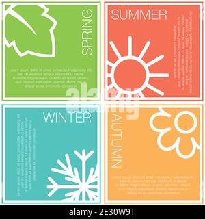 Four nature seasons color squares Stock Vector