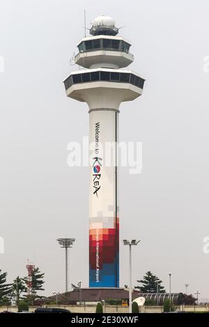 Seoul, South Korea - May 25, 2016: Seoul Gimpo International Airport Tower in South Korea. Stock Photo