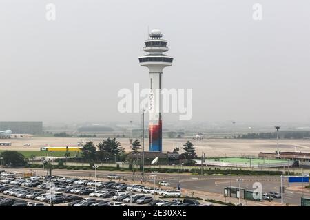 Seoul, South Korea - May 25, 2016: Seoul Gimpo International Airport Tower in South Korea. Stock Photo