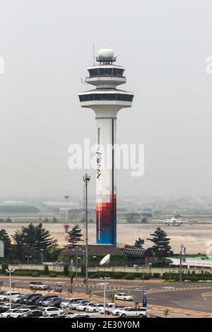 Seoul, South Korea - May 25, 2016: Seoul Gimpo International Airport Tower in South Korea. Stock Photo