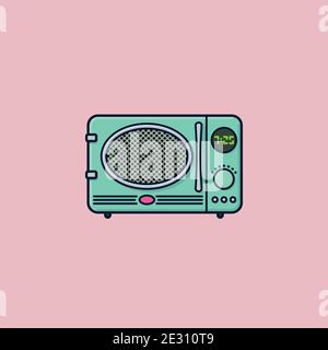 Retro style microwave oven vector illustration for TV Dinner Day on September 10 Stock Vector