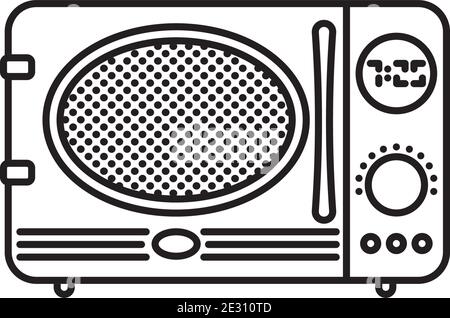 Retro style microwave oven vector line icon for TV Dinner Day on September 10 Stock Vector