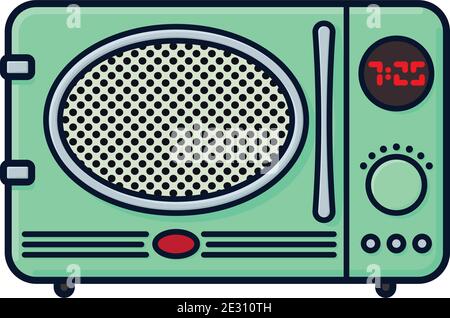 Retro style microwave oven isolated vector illustration for TV Dinner Day on September 10 Stock Vector