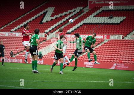 MIDDLESBROUGH, ENGLAND. JAN 16TH: Birmingham City's Kristian Pedersen clears the ball during the Sky Bet Championship match between Middlesbrough and Birmingham City at the Riverside Stadium, Middlesbrough on Saturday 16th January 2021. (Credit: Trevor Wilkinson | MI News) Credit: MI News & Sport /Alamy Live News Stock Photo