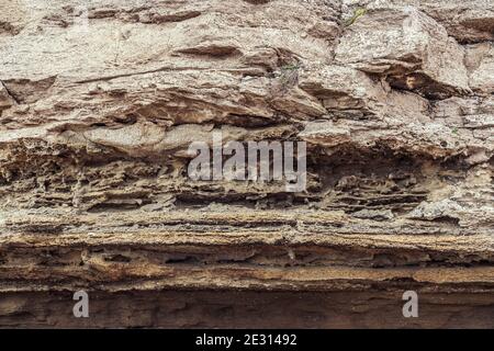 Rock layers texture. Sedimentary rocks Stock Photo