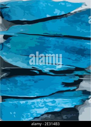 Grunge wood overlay, texture of cracks and depressions. Natural background of vector illustration in blue color. for the banner Stock Vector