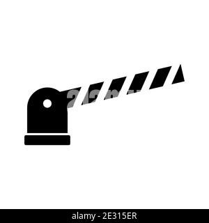 Parking lot gate opening icon. Black road barrier logo isolated on white background. Vector illustration. Stock Vector