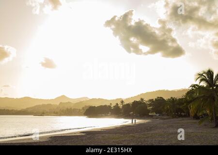 Vigie beach, popular with tourist and locals alike. Beautiful scenery at sunrise. Stock Photo