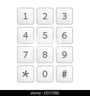 Keypad with numbers for mobile phone touchscreen user interface. Vector illustration isolated on white background. Stock Vector