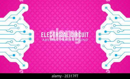 Retro Electronic Tree Shape Vector Illustration. Circuit Board with Diamond Geometric Pattern. Abstract Background Design Template. Pink, Blue, White. Stock Vector