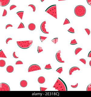 Watermelon Icon Collection on White Background. seamless pattern.  Illustration. Stock Photo