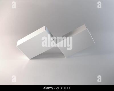 Realistic long White paper or cardboard box mockup for toothpaste ...
