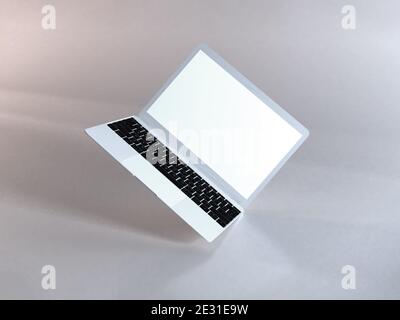 Realistic Laptop Mockup Template Scene Stock Photo