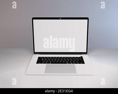 Realistic Laptop Mockup Template Scene Stock Photo