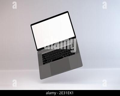 Realistic Laptop Mockup Template Scene Stock Photo