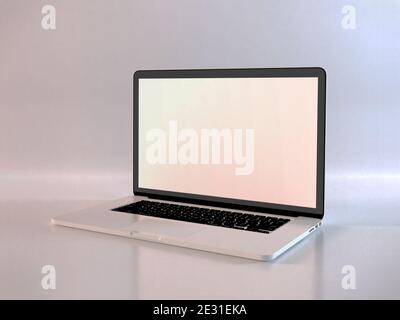 Realistic Laptop Mockup Template Scene Stock Photo