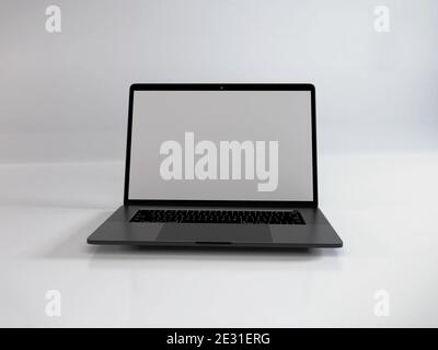 Realistic Laptop Mockup Template Scene Stock Photo