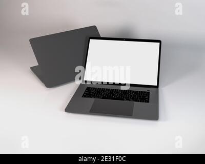 Realistic Laptop Mockup Template Scene Stock Photo