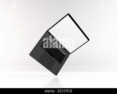 Realistic Laptop Mockup Template Scene Stock Photo
