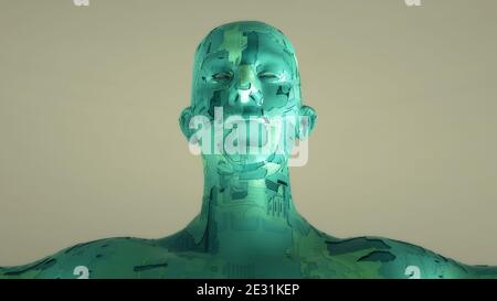 3d render. Head Human shattered portrait Stock Photo