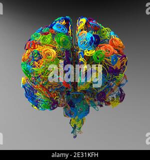 3d render. Brain colored illustration Stock Photo