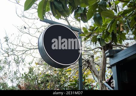 signboard mockup and template empty frame for logo and text on the background Stock Photo