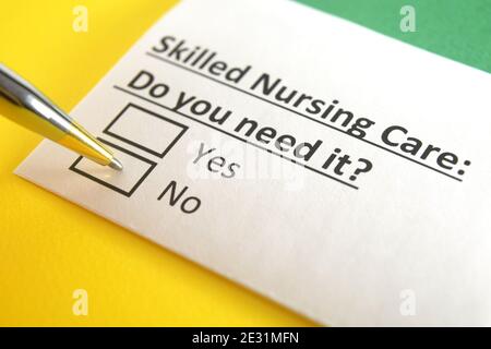 One person is answering question about skilled nursing care. Stock Photo