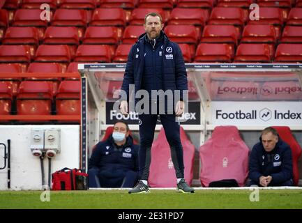 Millwall manager Gary Rowett during the Sky Bet Championship match at the City Ground, Nottingham. Stock Photo