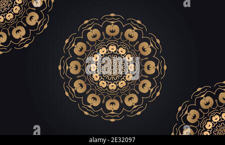 Luxury ornamental mandala design background in black and golden color combination. Stock Vector