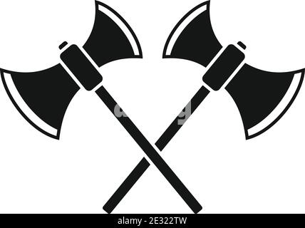 Medieval crossed axe icon, simple style Stock Vector