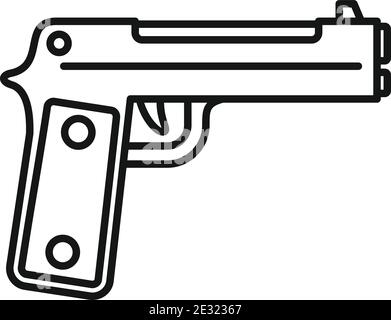Guard pistol icon, outline style Stock Vector