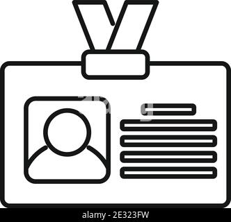 Guard id card icon, outline style Stock Vector