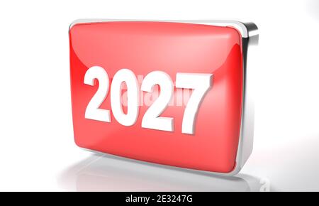 Number 2027 3D illustration on white background with clipping path ...