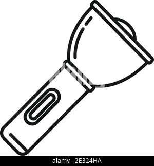 Policeman flashlight icon, outline style Stock Vector