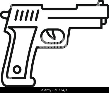 Policeman pistol icon, outline style Stock Vector