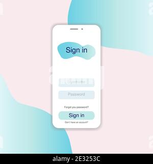 Sign In Screen. Clean Mobile UI Design Concept. Login Application with Password Form Window. Vector Flat Illustration. Customer profile account Stock Vector