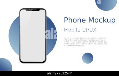 Smartphone frame less blank screen. Mockup generic device. Vector realistic smartphone template. Template for infographics or presentation UI design Stock Vector