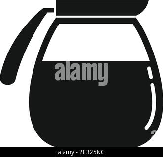 Glass hot coffee pot icon, simple style Stock Vector