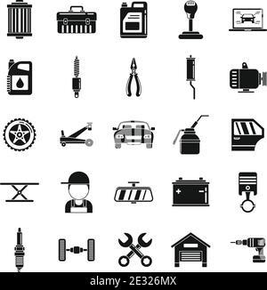 Auto mechanic service icons set, simple style Stock Vector