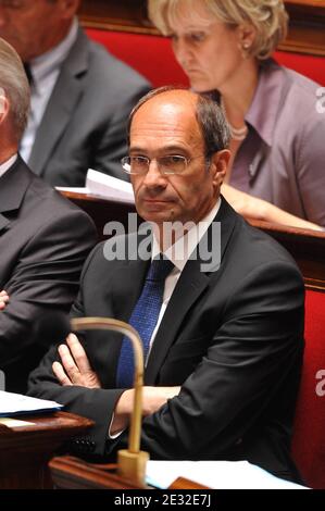 French Minister for Labour, Social Relations and Solidarity Eric Woerth attends a session of questions to the government at the French National assembly in Paris, France on July 6, 2010. Photo by Thierry Orban/ABACAPRESS.COM Stock Photo