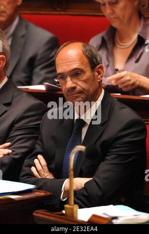 French Minister for Labour, Social Relations and Solidarity Eric Woerth attends a session of questions to the government at the French National assembly in Paris, France on July 6, 2010. Photo by Thierry Orban/ABACAPRESS.COM Stock Photo