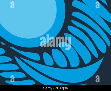 Blue abstract background with blue feathers. Flat design. Vector illustration Stock Vector