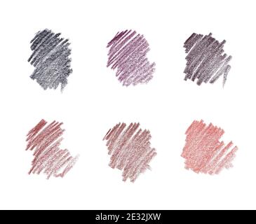 Hand painted color pencil drawings. Color pencil design elements. Set of color pencil swatches. Stock Photo